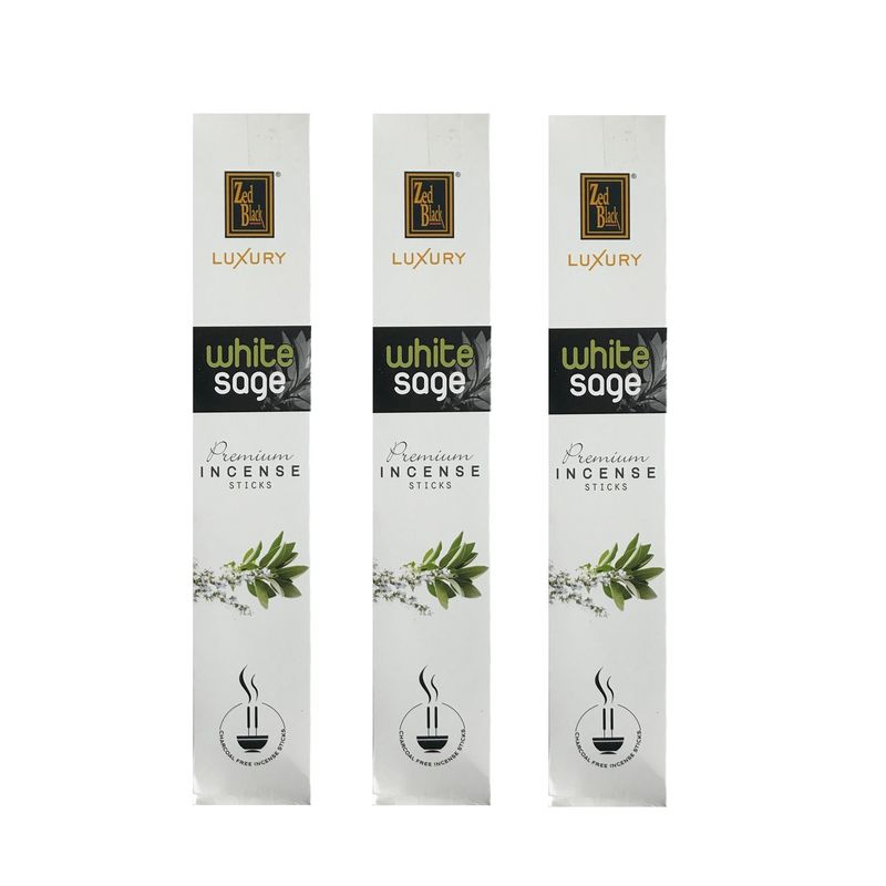 GENERICO - Incienso Zed Black Luxury Premium 3 cajas Aroma Salvia Blanca