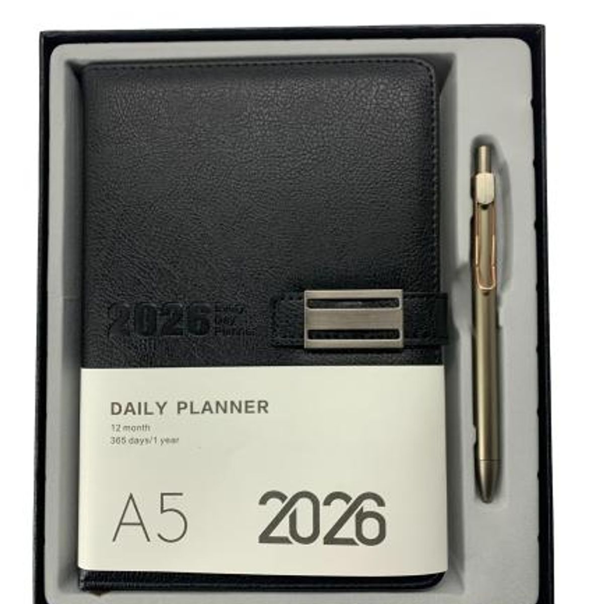 GENERICO - Agenda Negra Año 2026 Planner Cuero Sintetico C/Lapiz