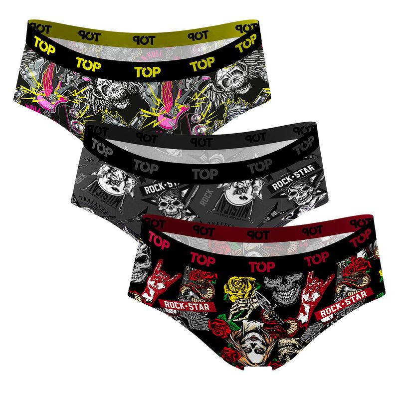 TOP - Calzón Pantaletas Algodón Con Elástico Pack 3 Icónicos - Rock C1 TOP
