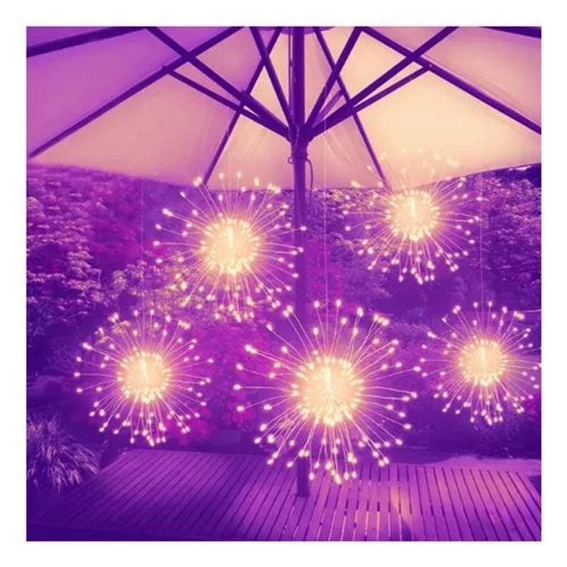 SHOP EHOME BAG - Mini Luces Navidad Solar Guirnalda Fuego Artificial 3 Metro Morada