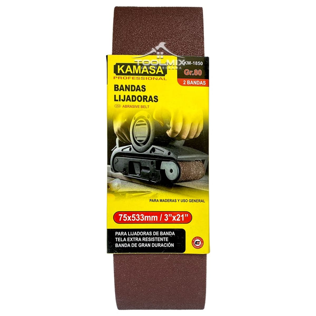 KAMASA - Lija De Banda P80 medida 75x533 Mm  3x21 PuLG