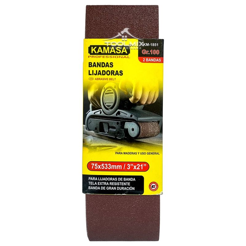 KAMASA - Lija De Banda P100 medida 75x533 Mm  3x21 PuLG