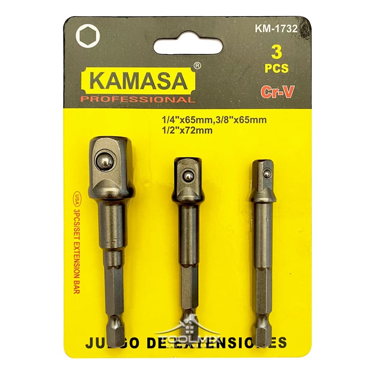 KAMASA - 3 Adaptadores Para Dados Cuadrante 1/2 - 3/8 - 1/4
