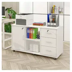 HOMER DESIGN - Mueble De Oficina Cajonera Gabinete Con Llave Con Rueda