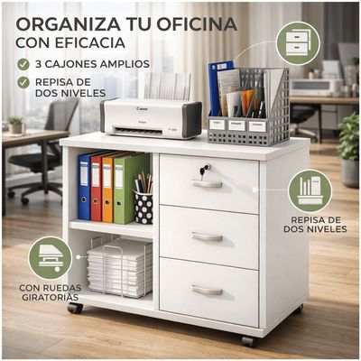 Imagen 2 del producto Mueble De Oficina Archivador Cajonera Gabinete Con Llave Con Rueda 60cm