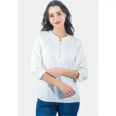 TENTATION - Bluson Abotonado Manga Tres Cuartos Blanco