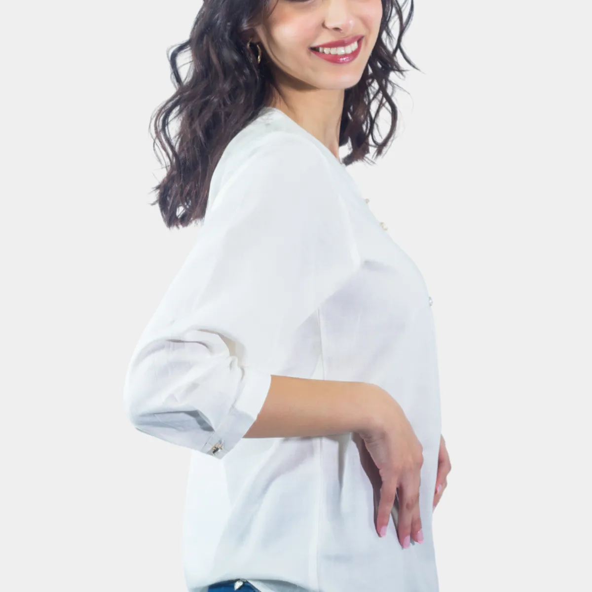 TENTATION - Bluson Abotonado Manga Tres Cuartos Blanco Tentation