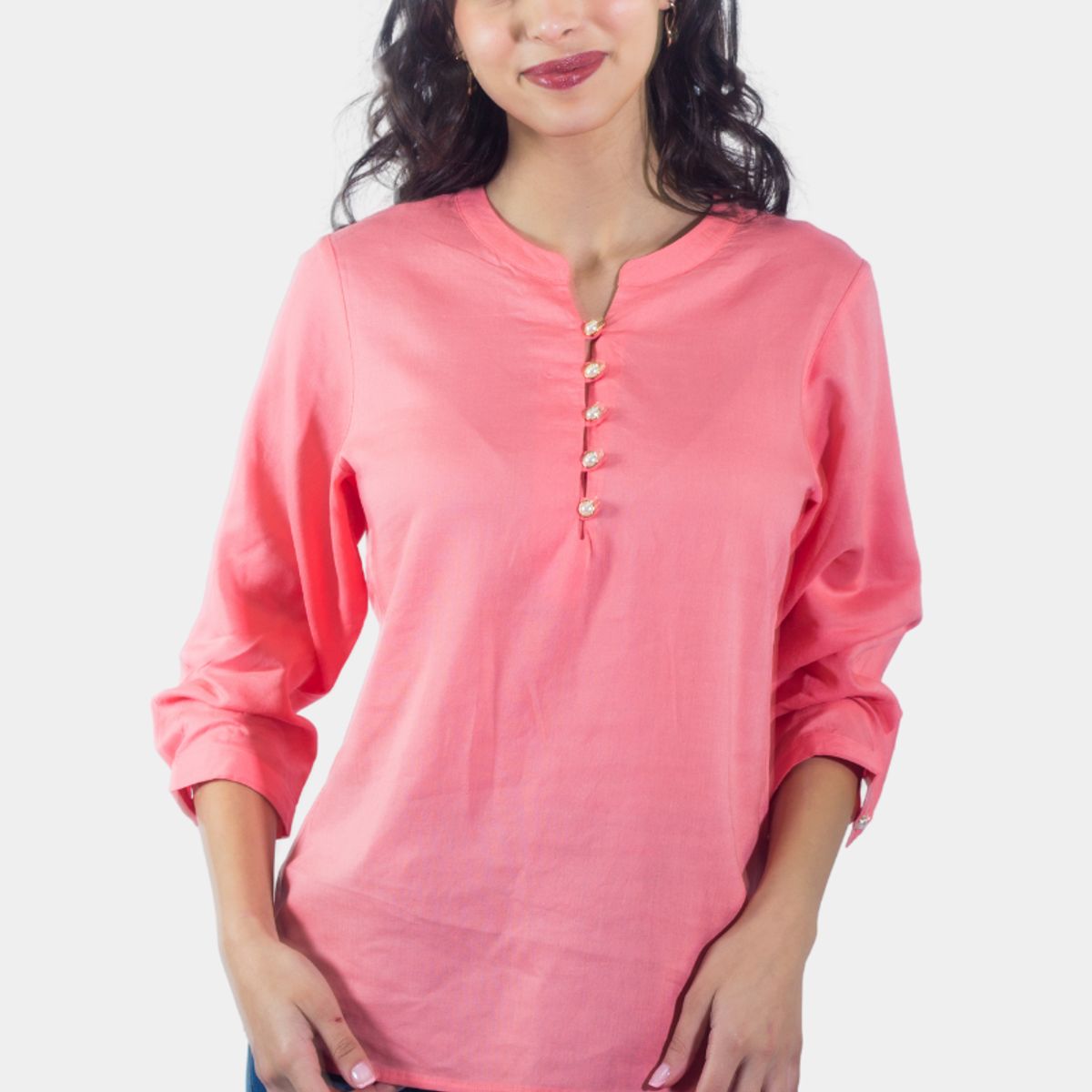 TENTATION - Bluson Abotonado Manga Tres Cuartos Rosa Tentation