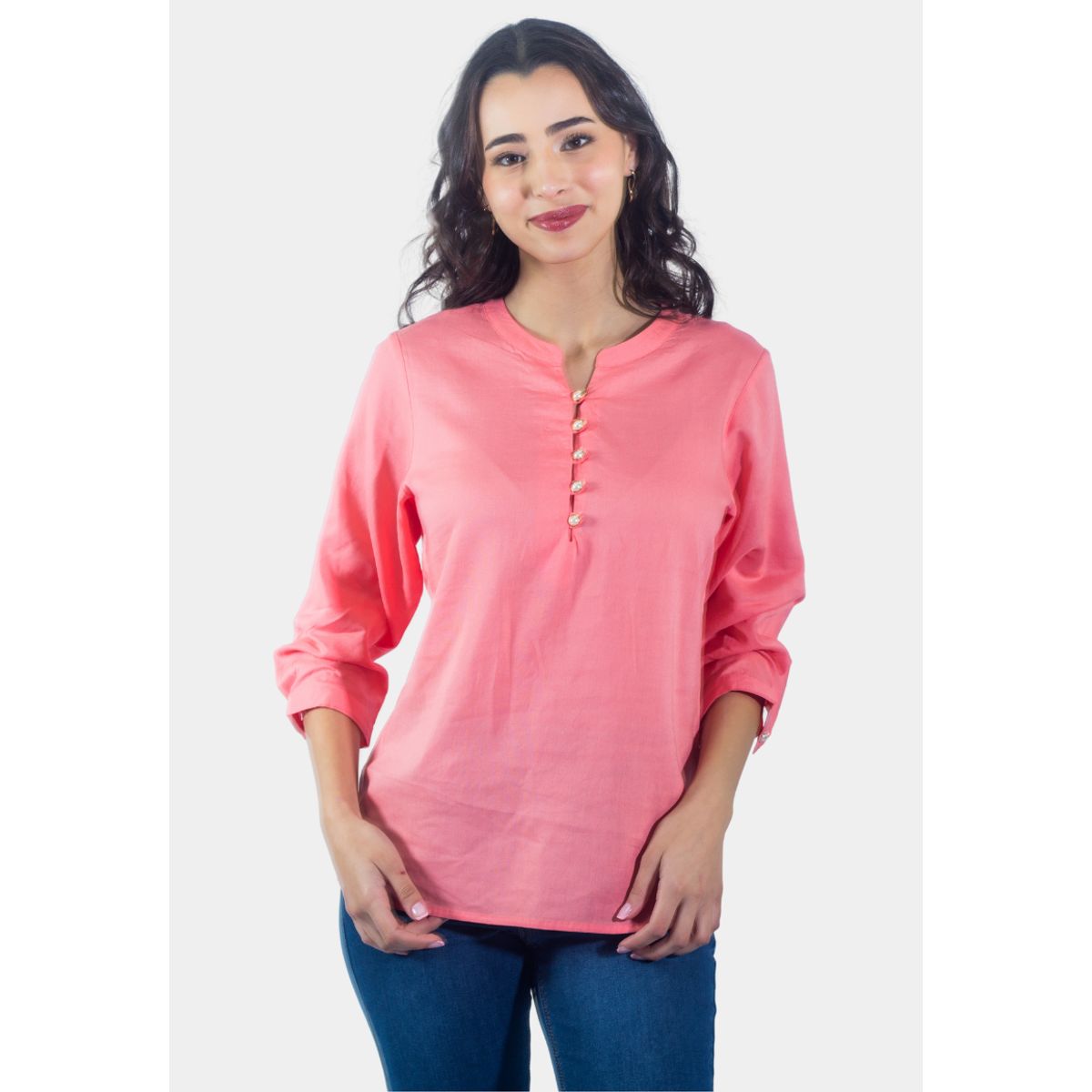 TENTATION - Bluson Abotonado Manga Tres Cuartos Rosa Tentation