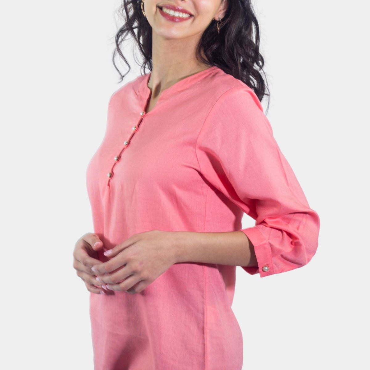 TENTATION - Bluson Abotonado Manga Tres Cuartos Rosa Tentation