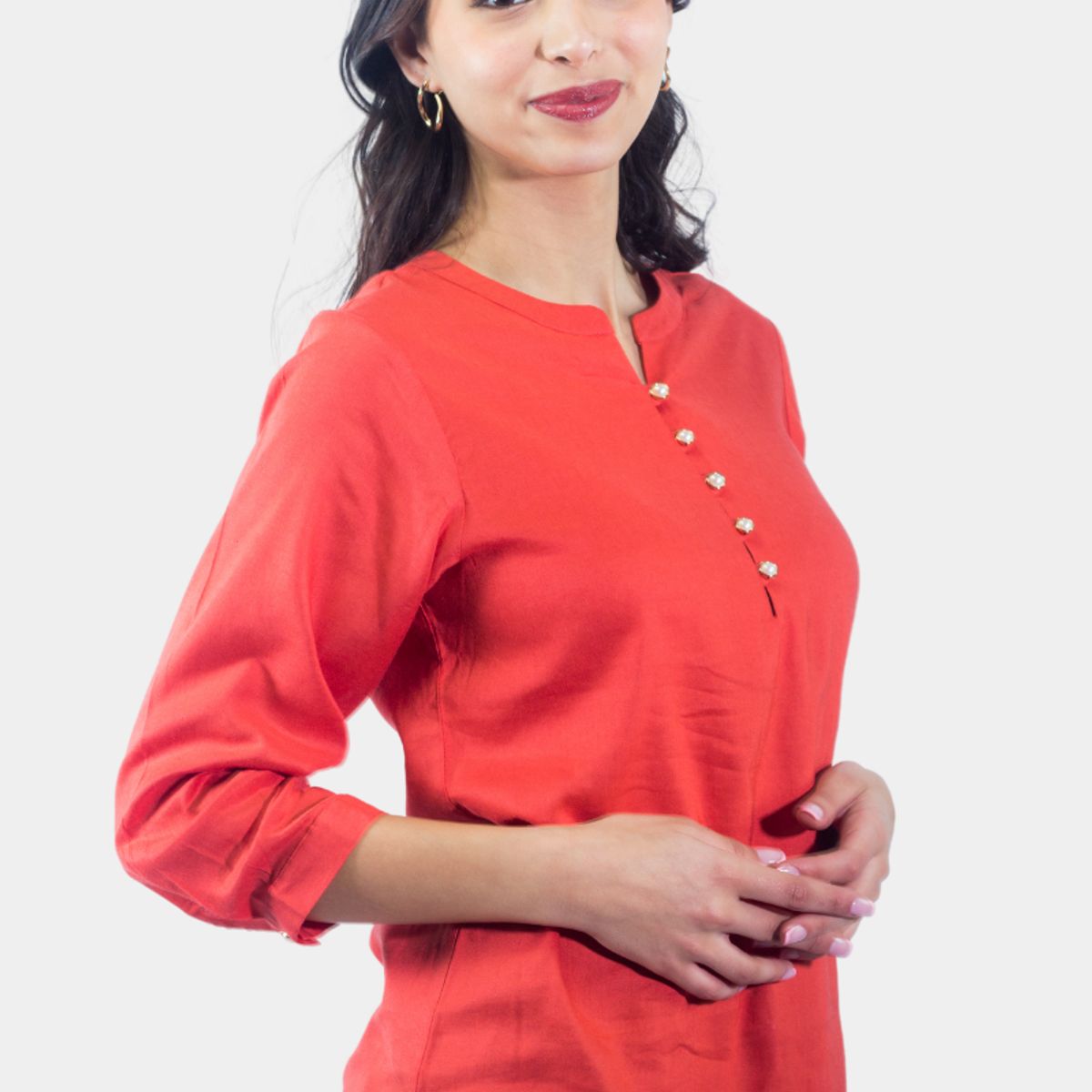 TENTATION - Bluson Abotonado Manga Tres Cuartos Terracota Tentation