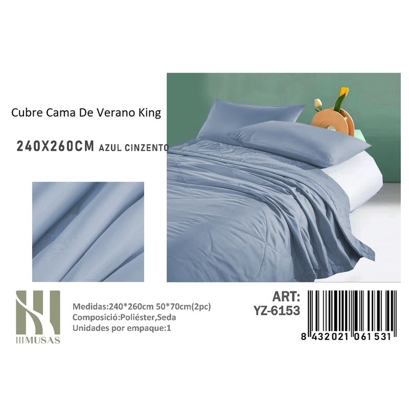 ANGELES DEL HOGAR - Cubrecama De verano Seda King MUSAS Azul