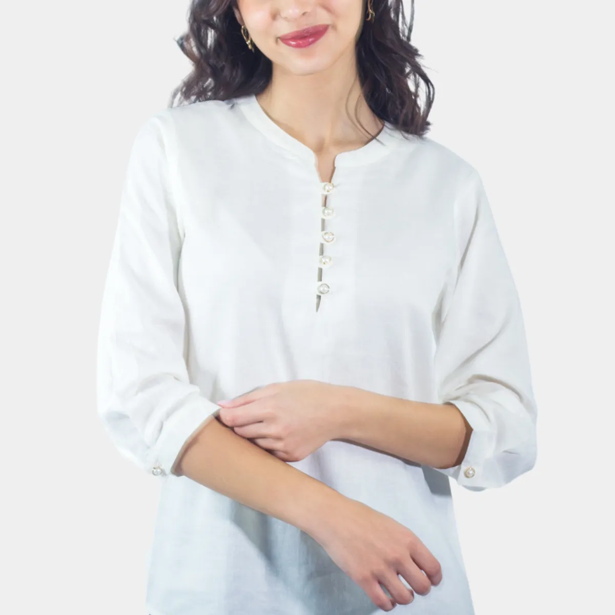 TENTATION - Bluson Abotonado Manga Tres Cuartos Blanco Tentation