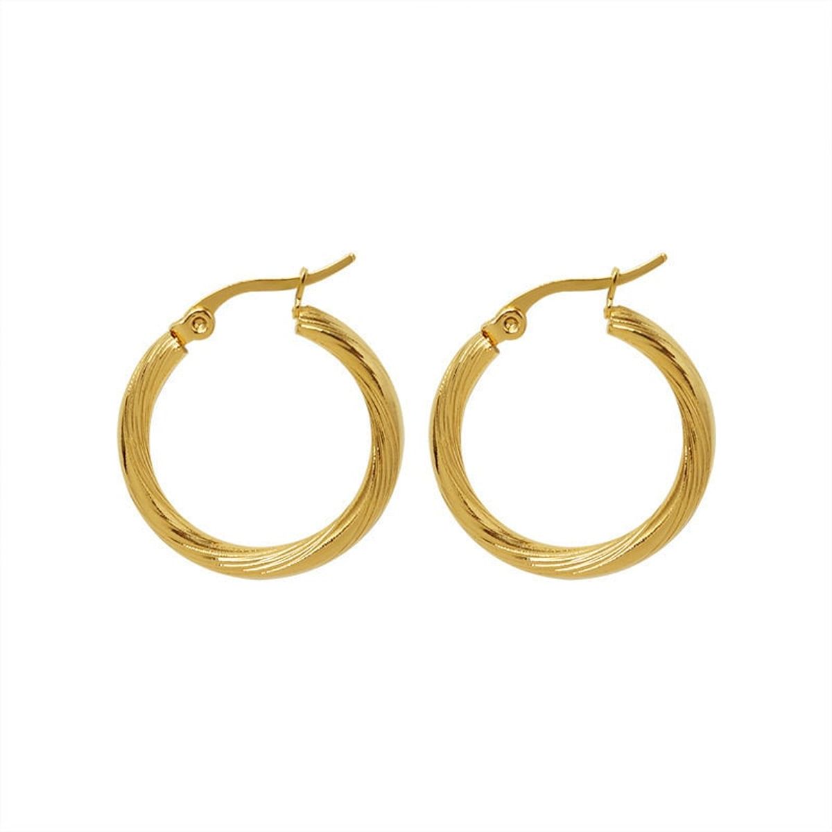 LUX JOYAS - Aros Baño Oro Amarillo 18k Argollas Tubo Diseño