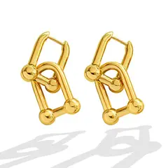 LUX JOYAS - Aros Baño Oro 18k Largos Nudo Herradura