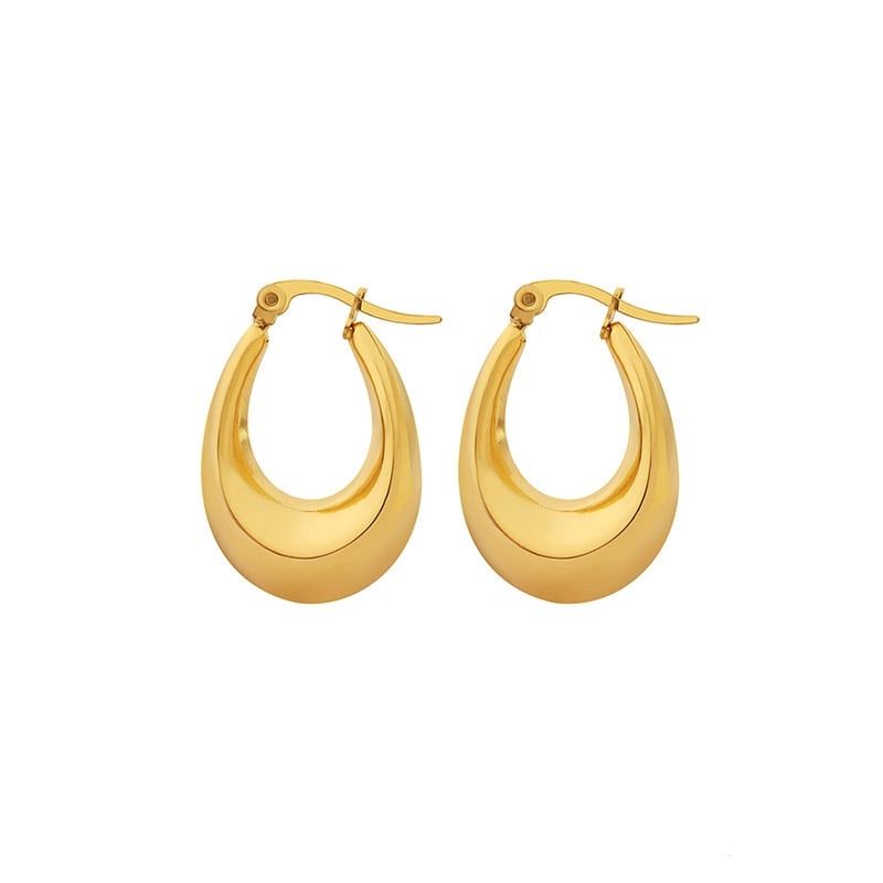 LUX JOYAS - Aros Baño Oro 18k Bote Alargado S