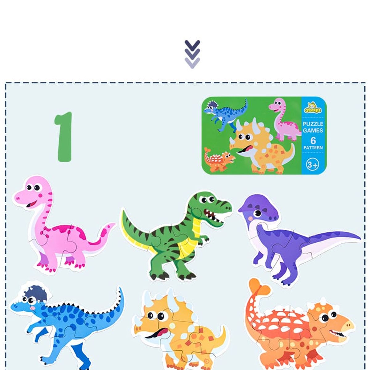 OEM - PUZZLE ROMPECABEZAS MONTESSORI 3D DINOSAURIOS