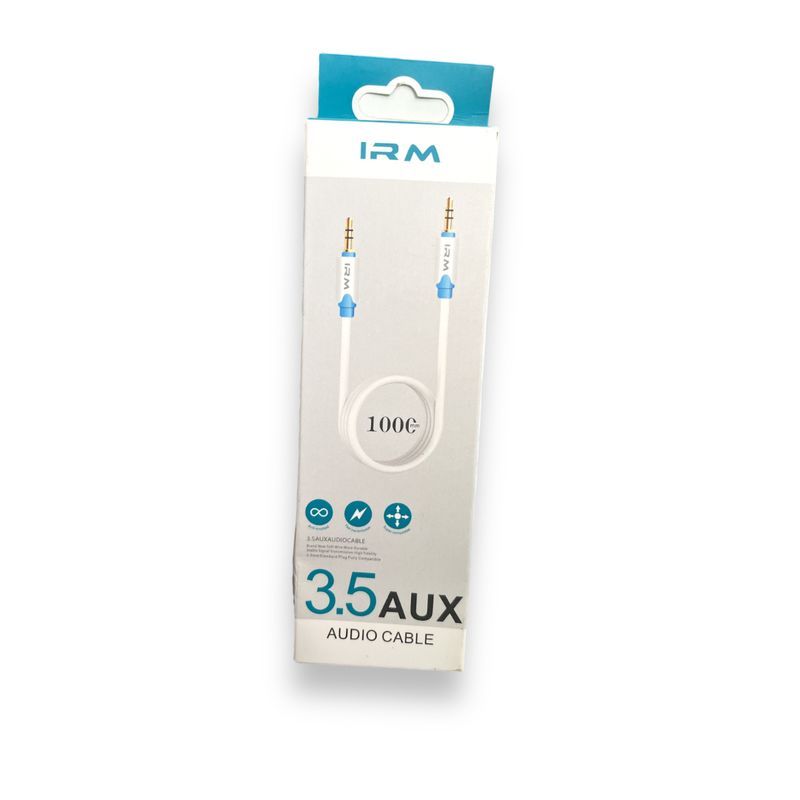 GENERICO - Cable Auxiliar De 3 5 Mm De 1m Cable De Audio Blanco