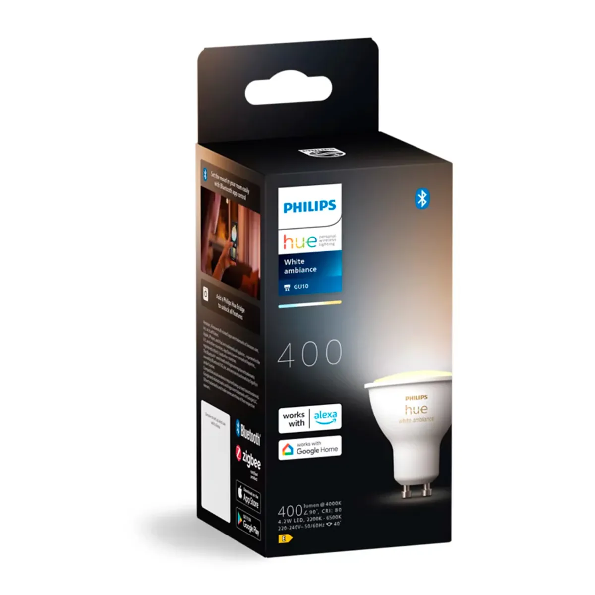 PHILIPS HUE - Ampolleta Led Inteligente GU10 400lm White Warm Philips Hue