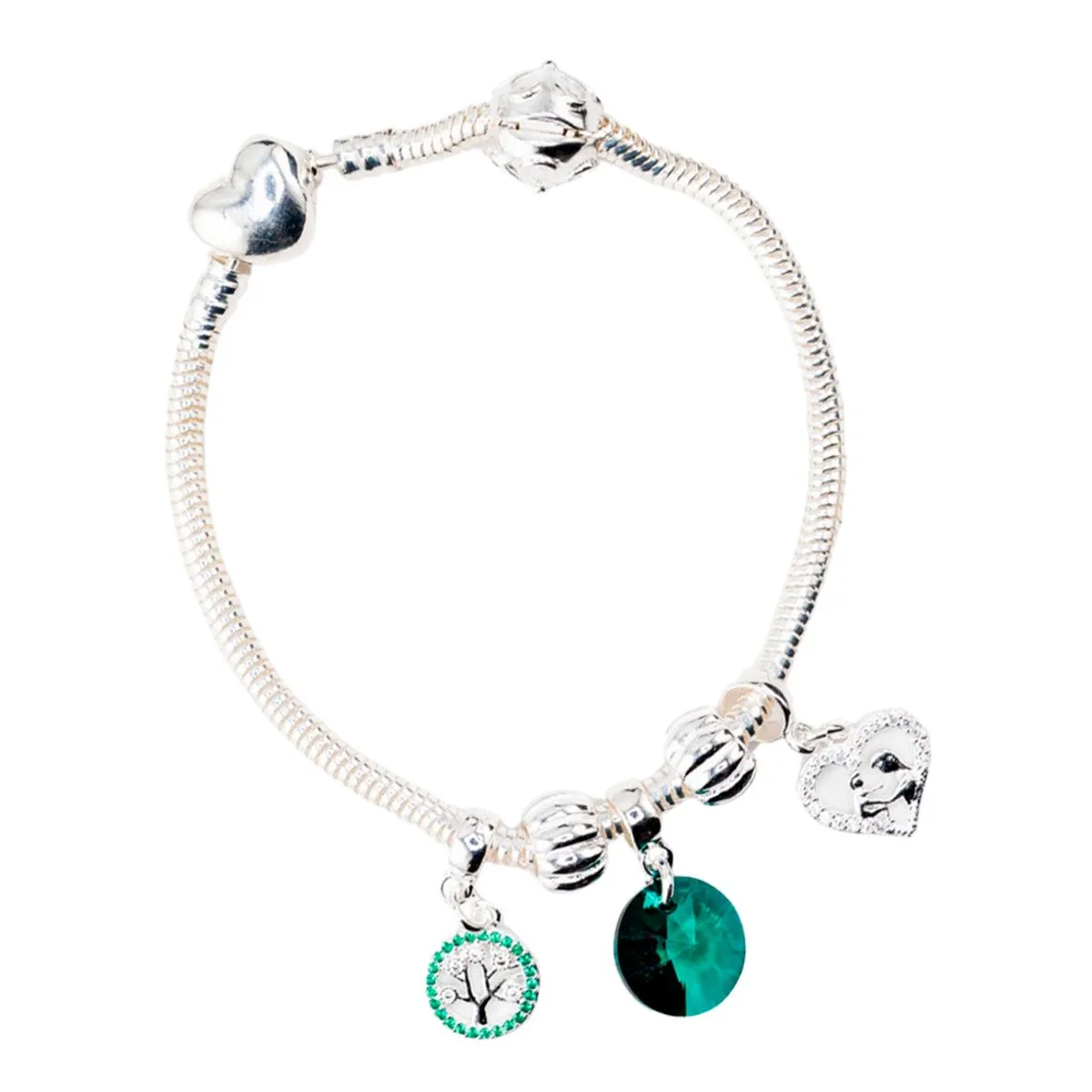 JOYAS MONTERO - Pulsera Colomba Baño de Oro Blanco creado con cristales de Swarovski® Emerald