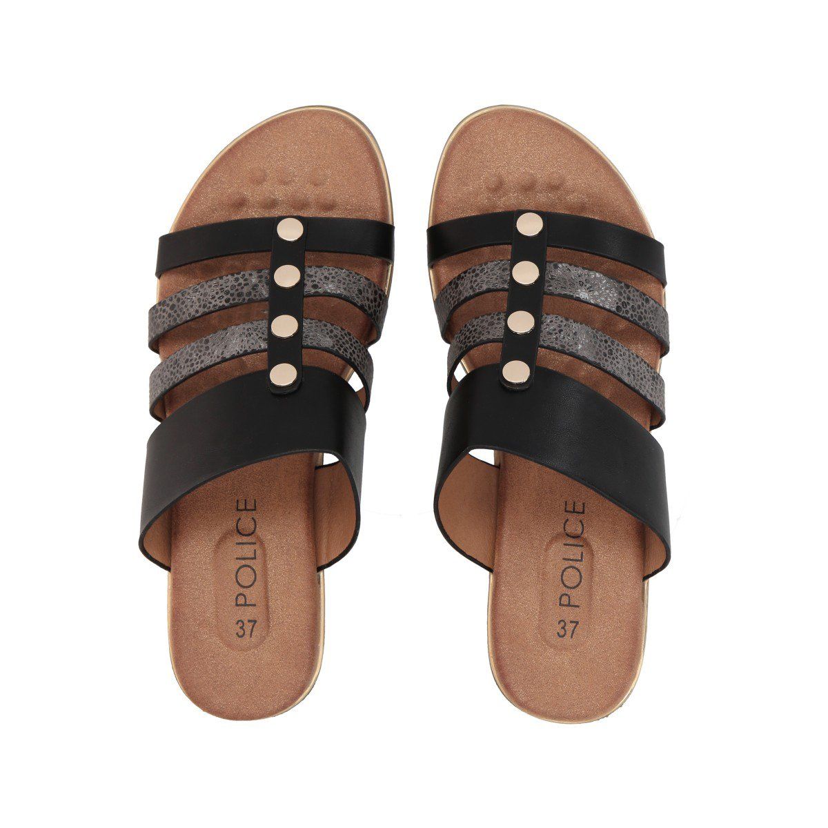 POLICE - Sandalia Mujer Negro Inés Police