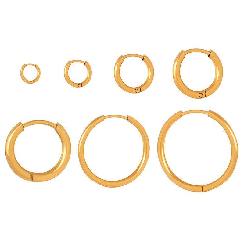 LUX JOYAS - Aros Baño Oro 18k Argollas Lisas 10mm