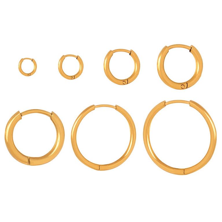 Aros Bano Oro 18k Argollas Lisas 21mm Dorado TALLA UNICA