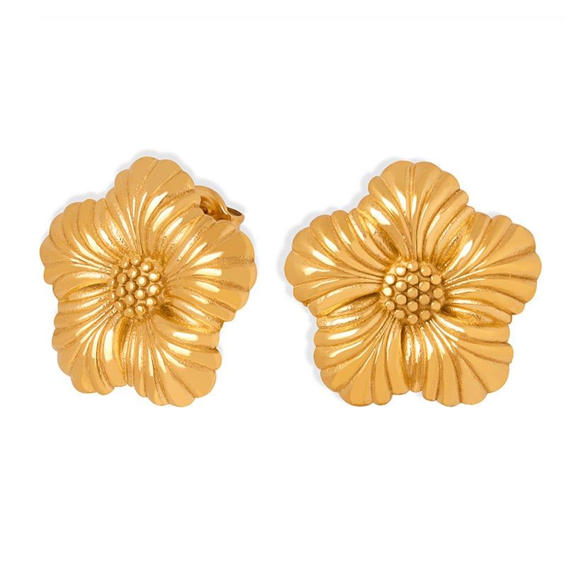 LUX JOYAS - Aros Baño Oro 18k Flor