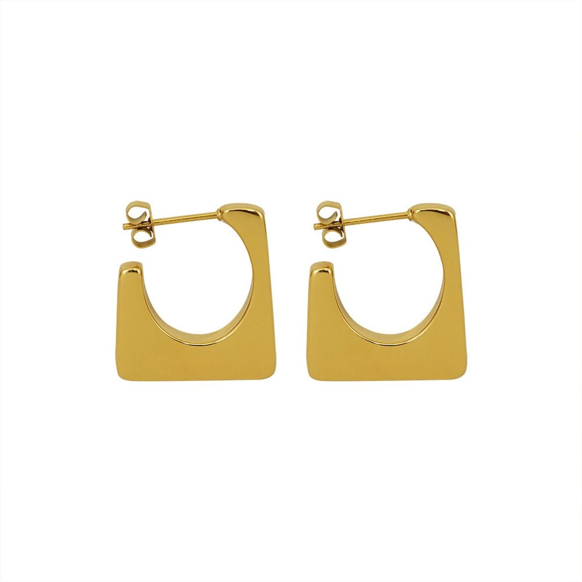 LUX JOYAS - Aros Baño Oro Amarillo 18k Bote Cuadrado