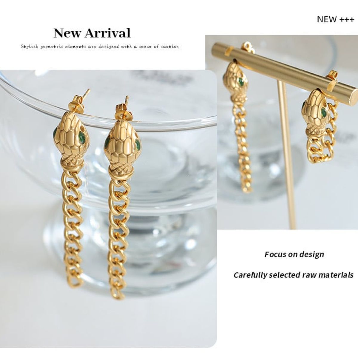 LUX JOYAS - Aros Baño Oro Amarillo 18k Serpiente