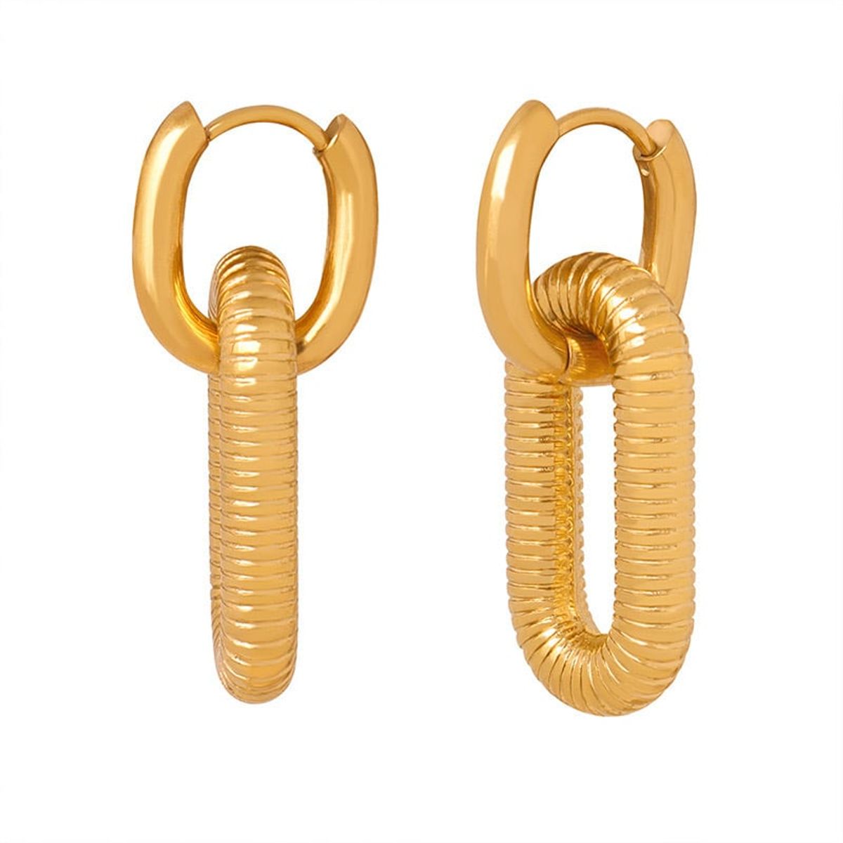 LUX JOYAS - Aros Baño Oro Amarillo 18k Argollas Doble Diseño