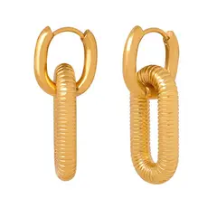 LUX JOYAS - Aros Baño Oro Amarillo 18k Argollas Doble Diseño