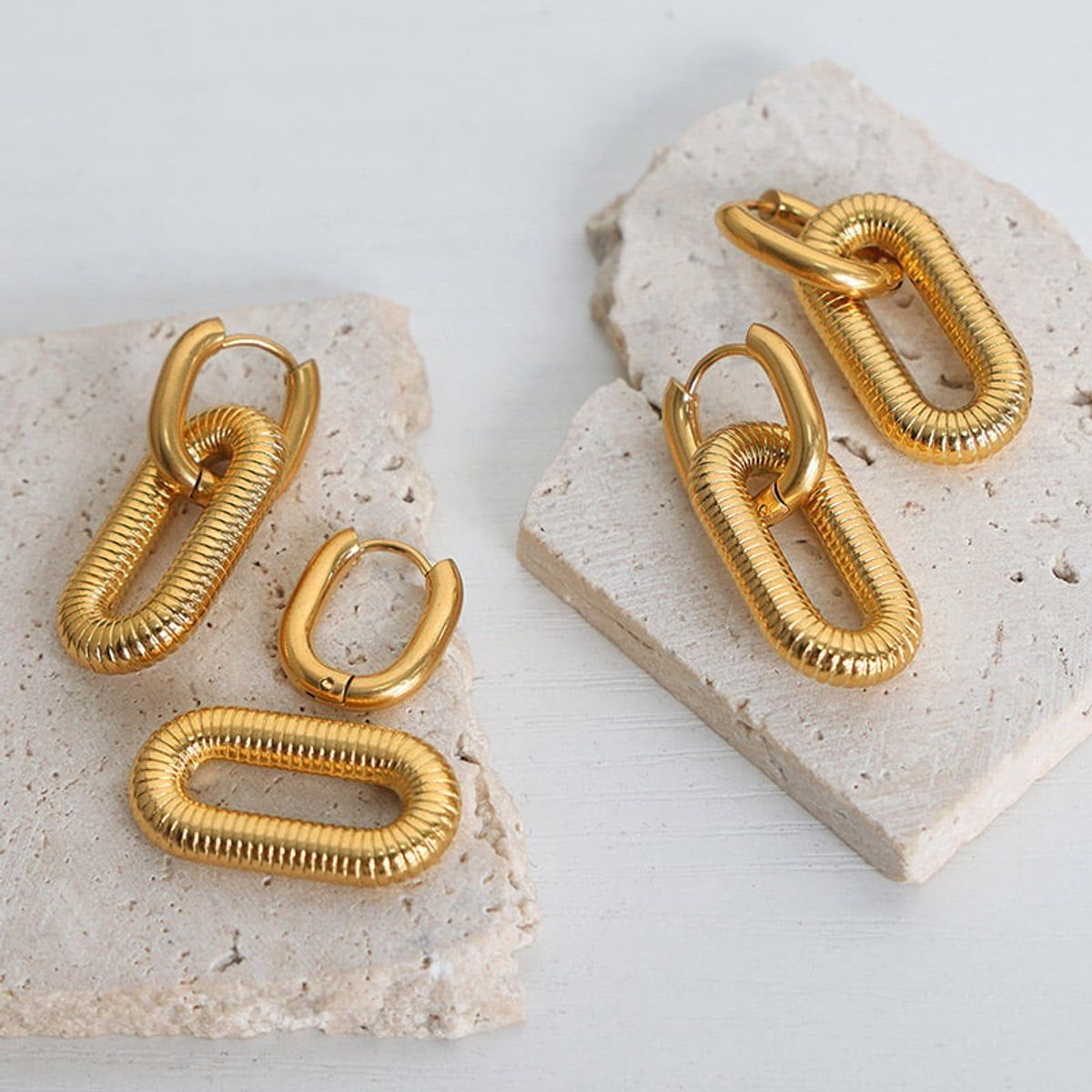 LUX JOYAS - Aros Baño Oro Amarillo 18k Argollas Doble Diseño