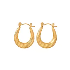 LUX JOYAS - Aros Baño Oro 18k Argollas Bote Rayas