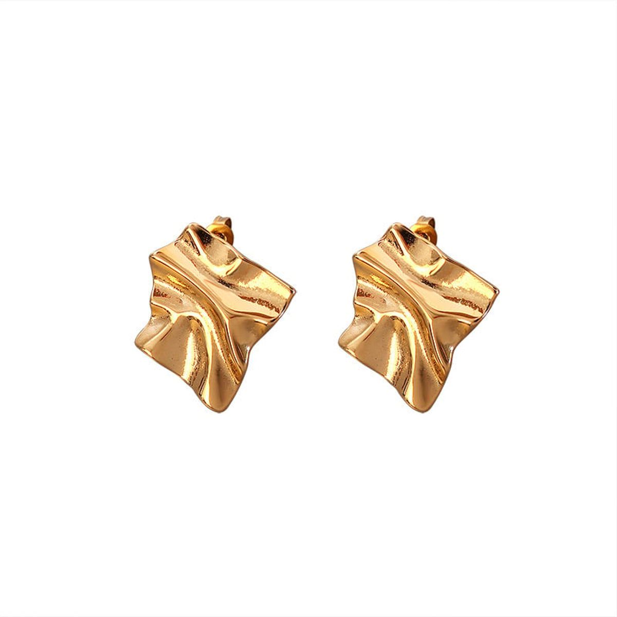 LUX JOYAS - Aros Baño Oro Amarillo 18k Pegados Arrugado