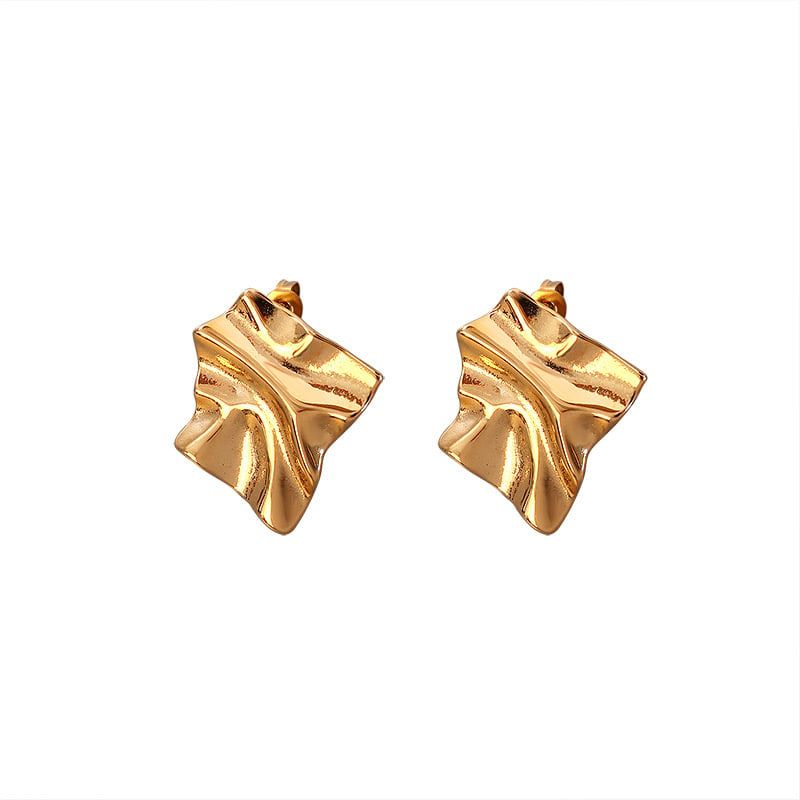 LUX JOYAS - Aros Baño Oro 18k Pegados Arrugado