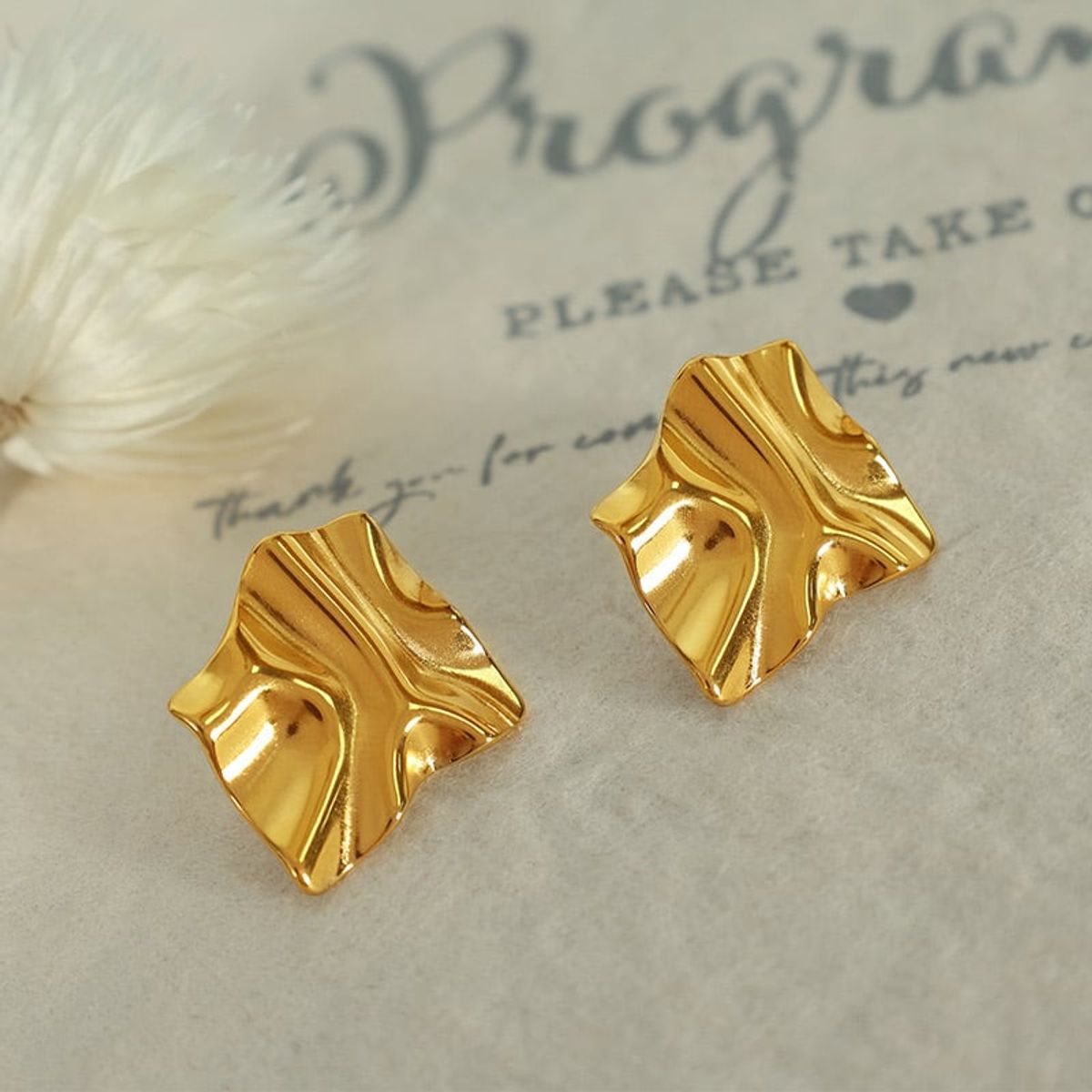 LUX JOYAS - Aros Baño Oro Amarillo 18k Pegados Arrugado