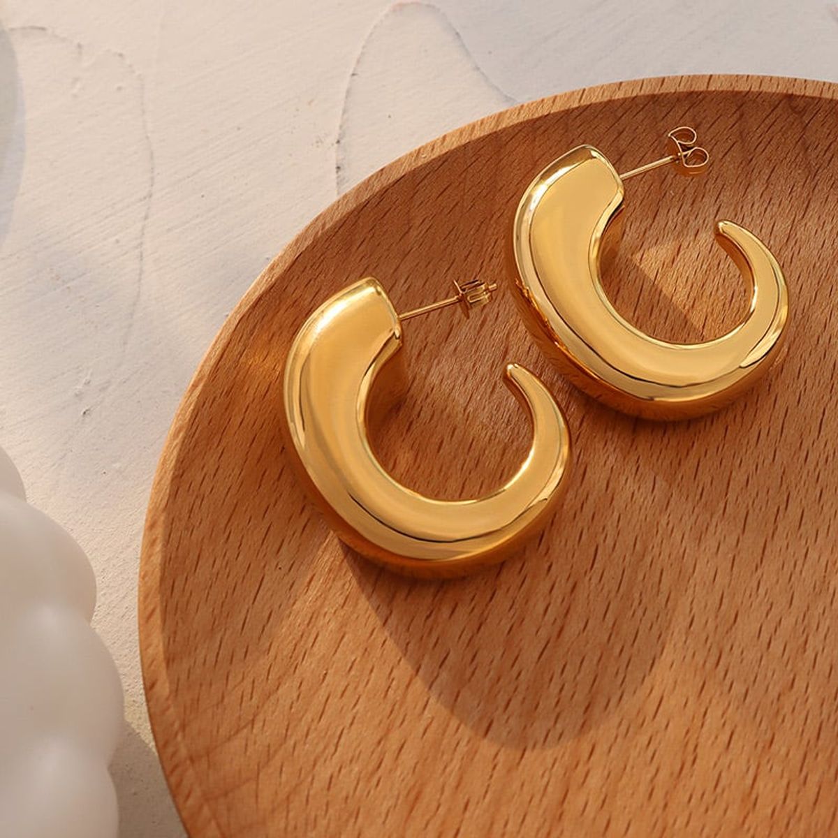 LUX JOYAS - Aros Baño Oro Amarillo 18k Media Argollas C Gordo