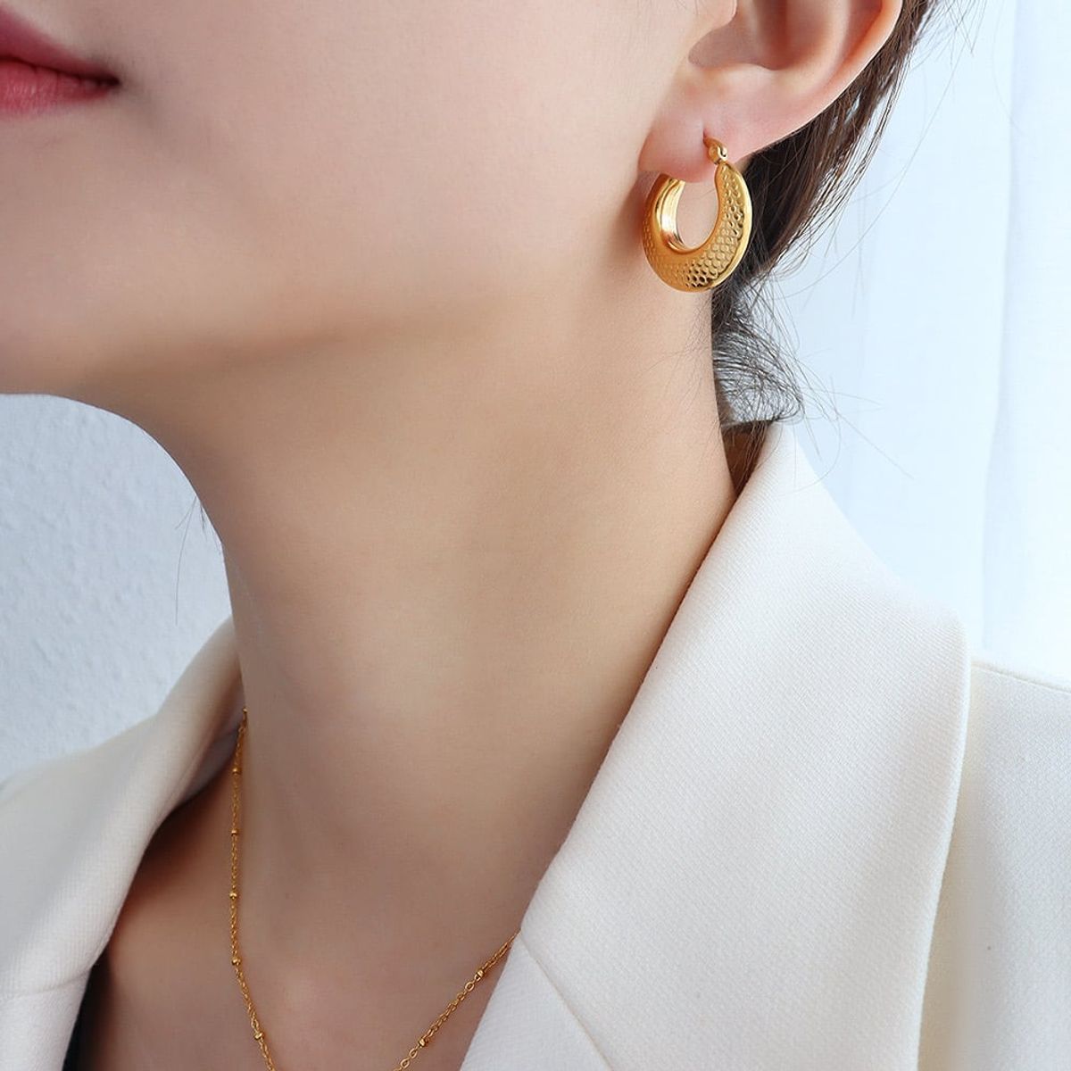 LUX JOYAS - Aros Baño Oro Amarillo 18k Botes Circ