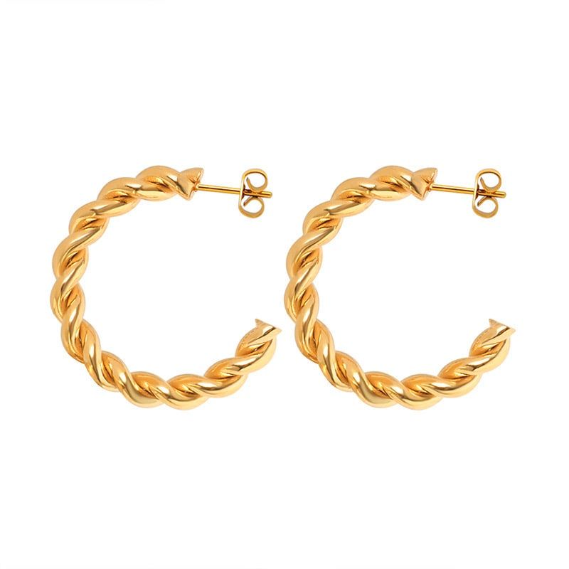 LUX JOYAS - Aros Baño Oro 18k Argollas Entorchados L