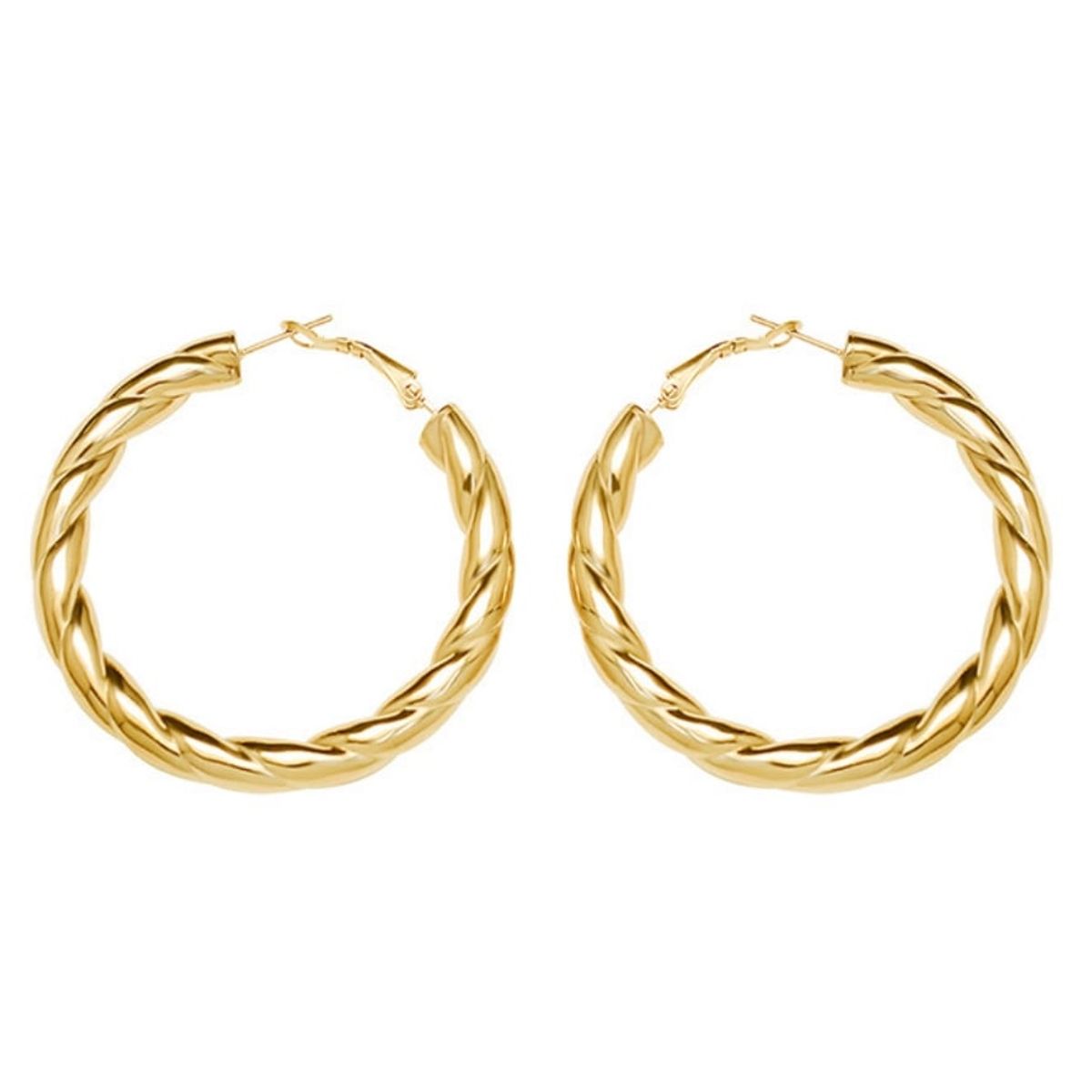 LUX JOYAS - Aros Baño Oro Amarillo 18k Enroscados L
