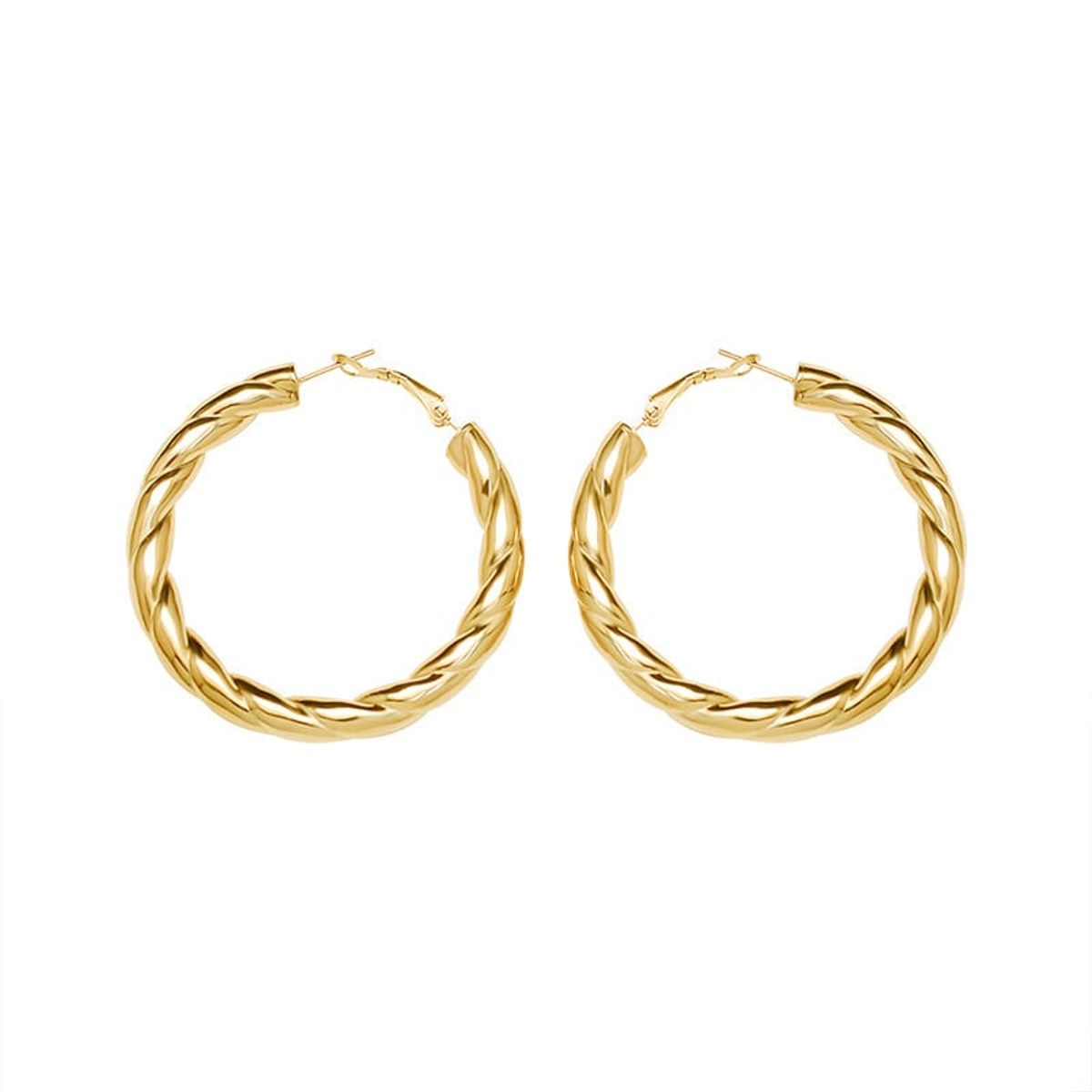LUX JOYAS - Aros Baño Oro Amarillo 18k Enroscados M