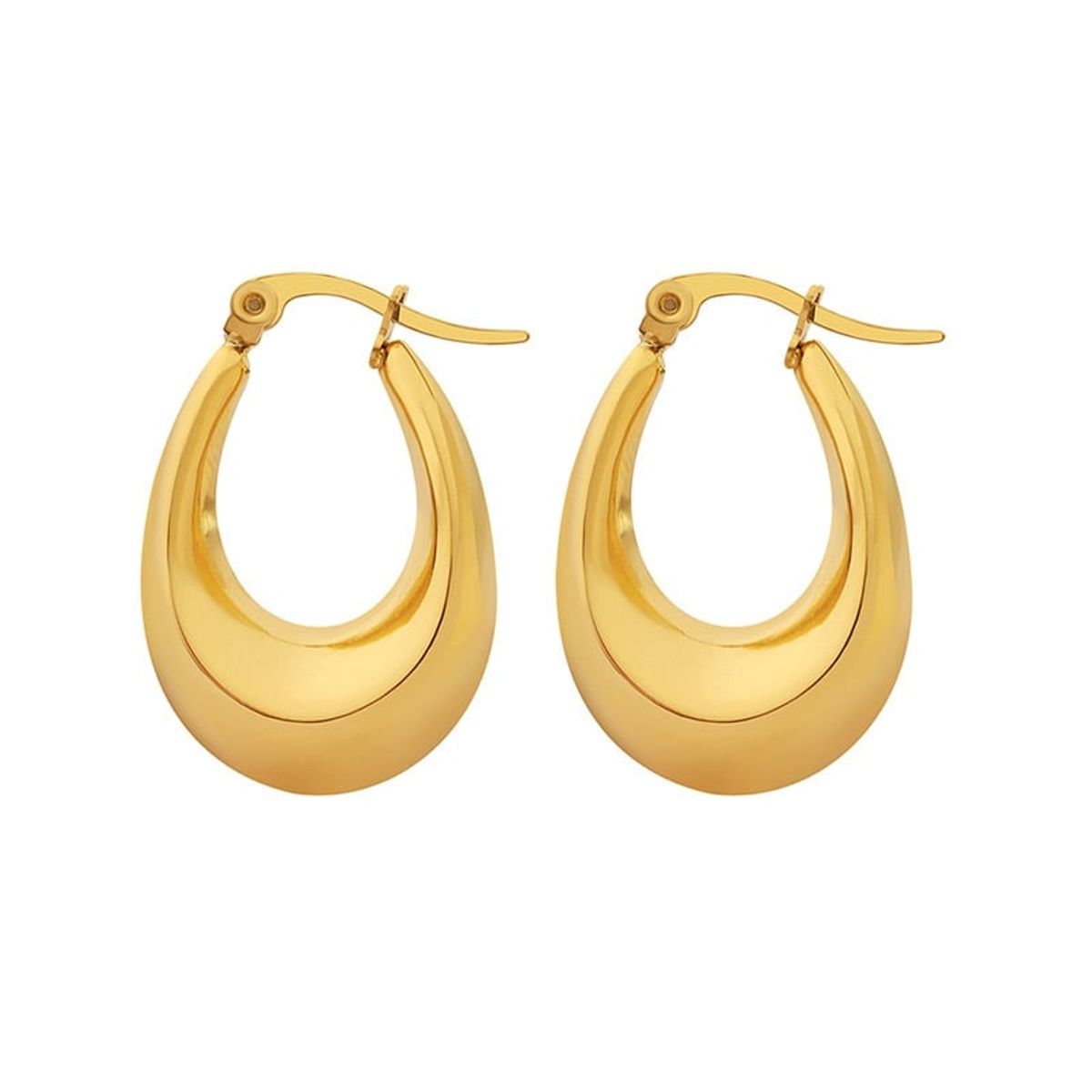 LUX JOYAS - Aros Baño Oro Amarillo 18k Bote Alargado L