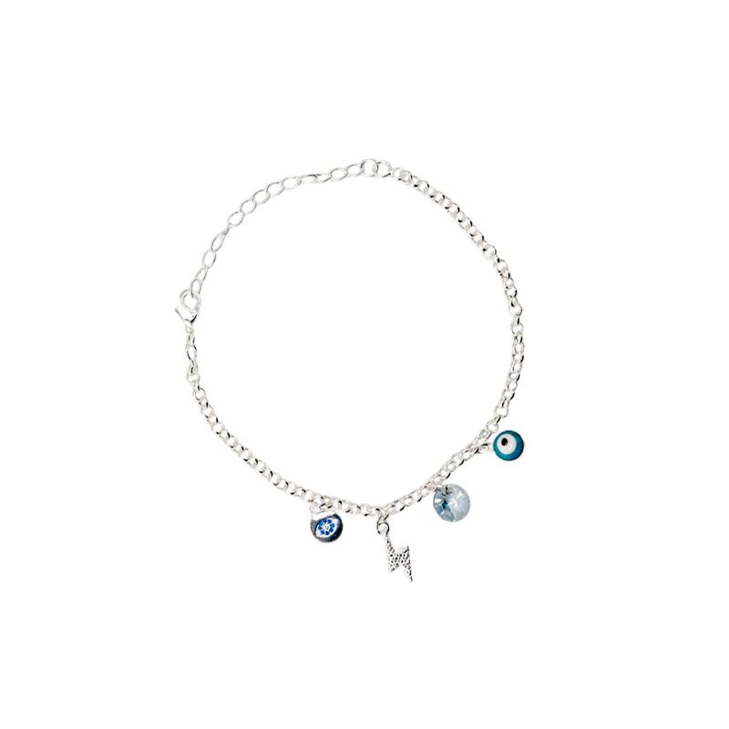 JOYAS MONTERO - Pulsera Emir Con Baño de Oro Blanco y Cristales Genuinos Blue Shade