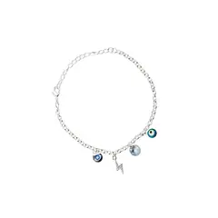 JOYAS MONTERO - Pulsera Emir Con Baño de Oro Blanco y Cristales Genuinos Blue Shade
