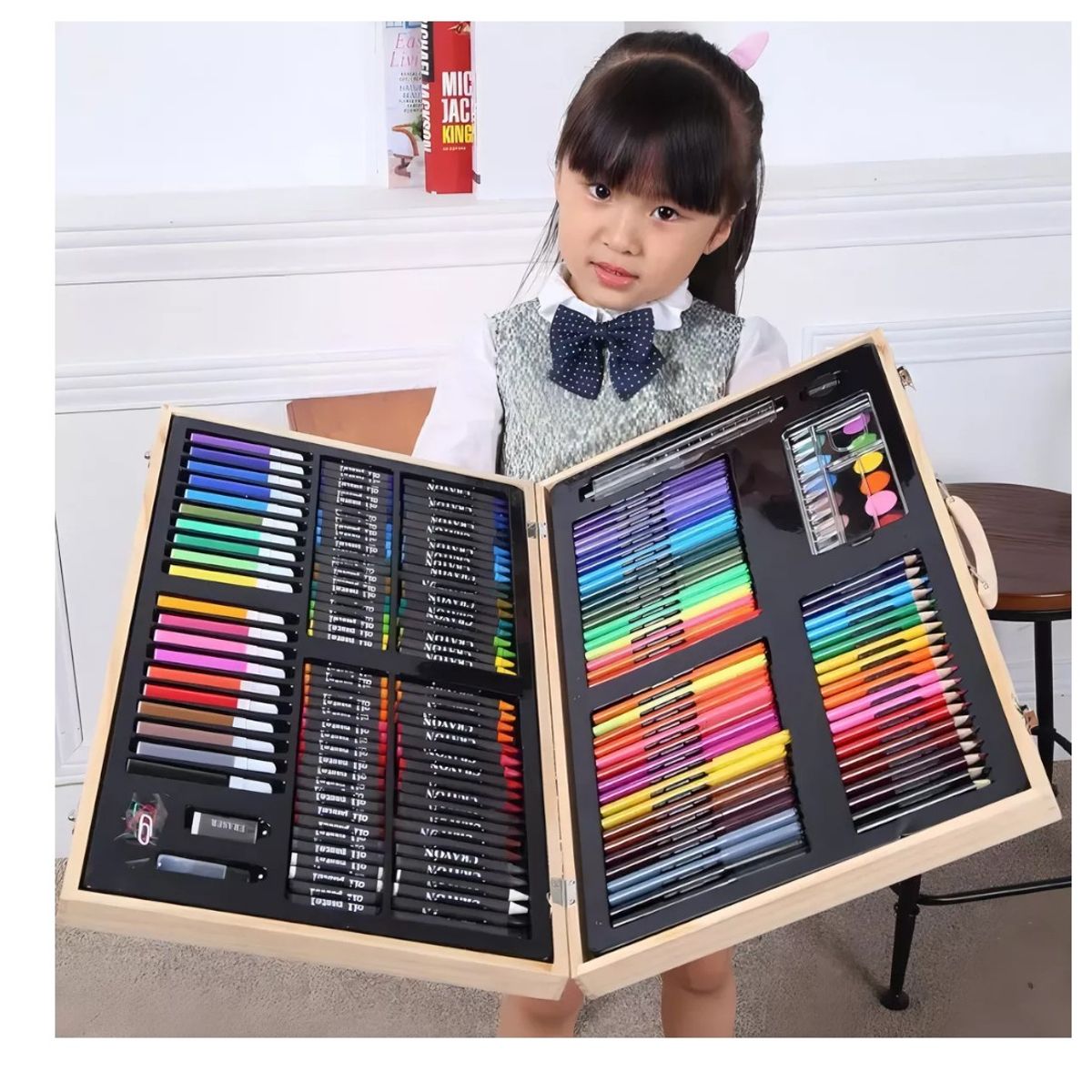 GENERICO - Maleta Madera / Set De Arte 180 Piezas Lápices Para Colorear