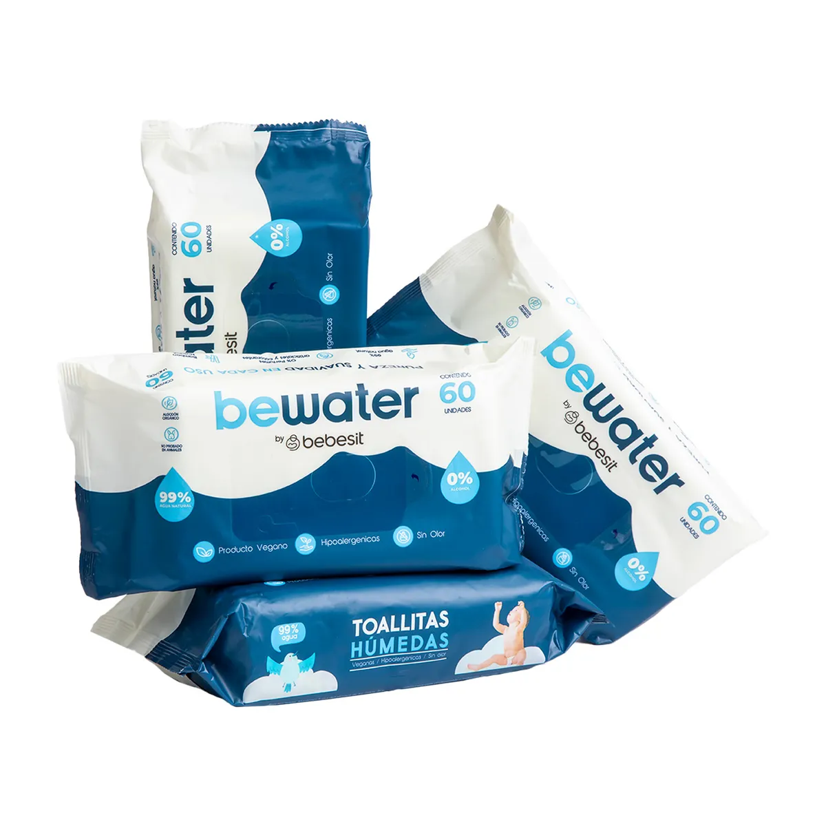 BEBESIT - Toallas Húmedas Bewater Bebesit - Bolsa 4x60 Unidades