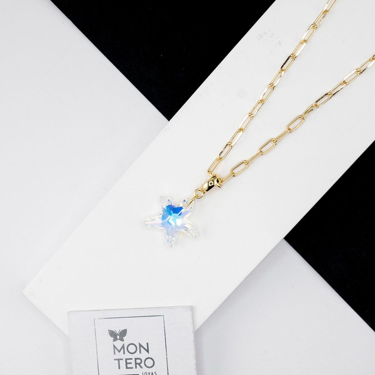 JOYAS MONTERO - Collar Chiara Sicilia Gold 24K creado cristales de Swarovski® Aurora Boreal