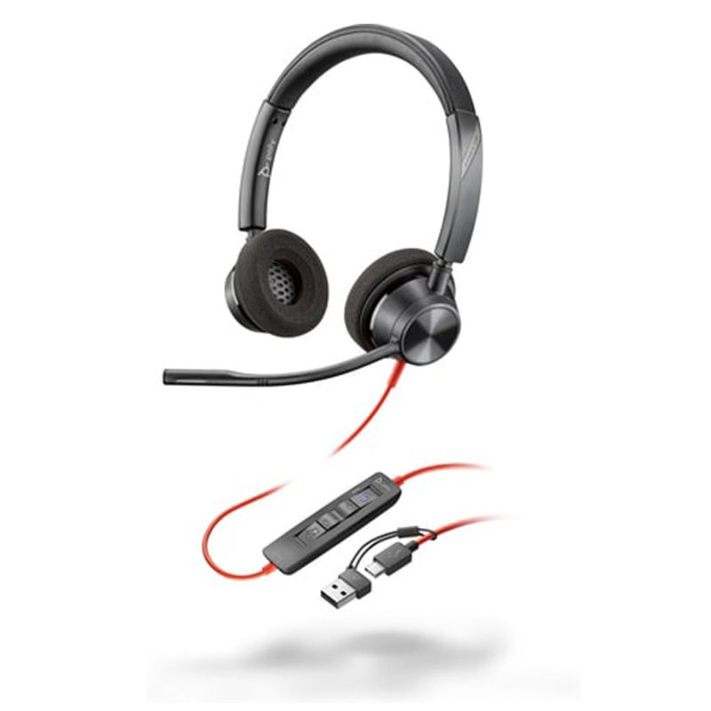 POLY - Audífonos Poly Blackwire 3320 + Adaptador USB-C/A