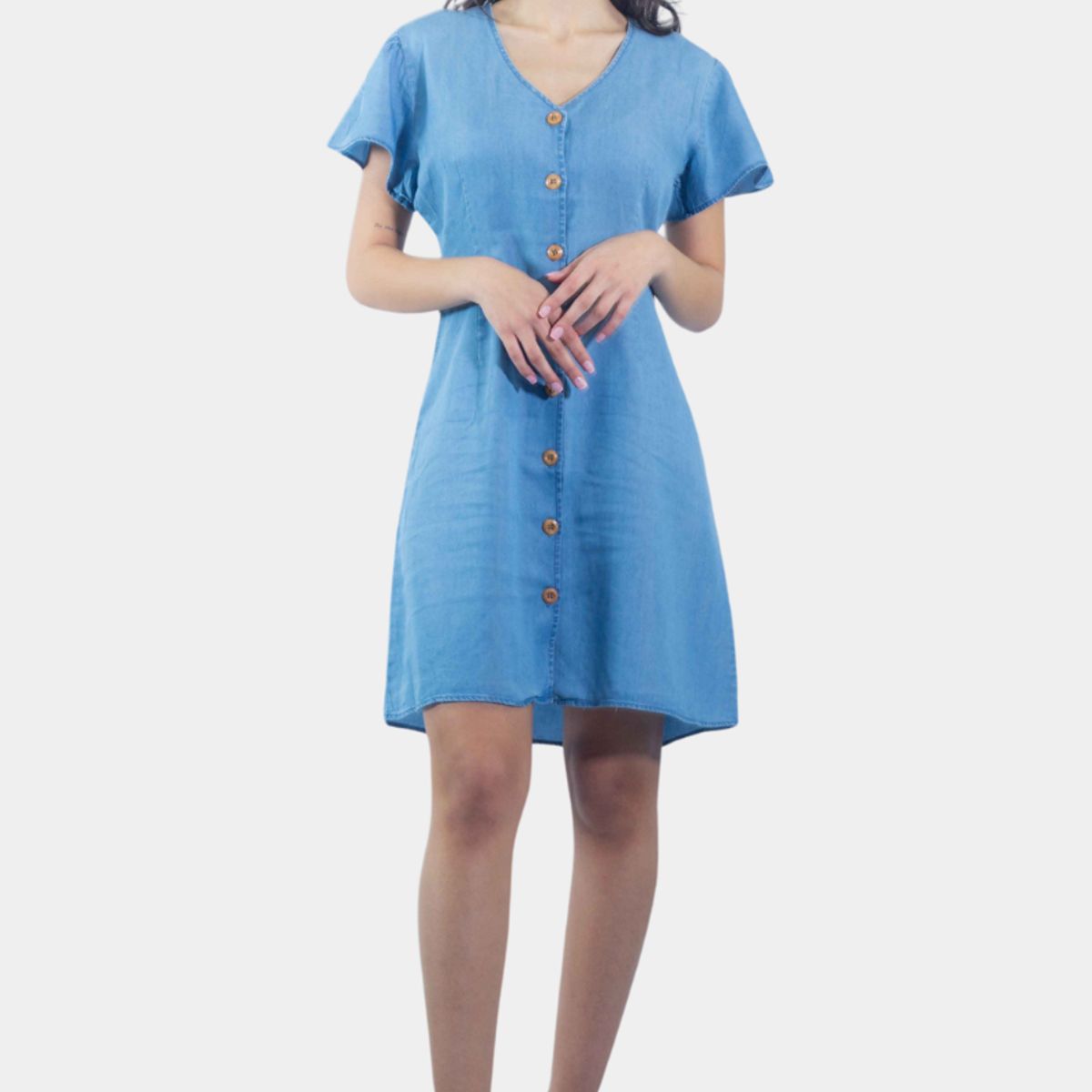 TENTATION - Vestido Casual Tencel Azul Tentatation